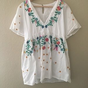 White embroidered crop dress